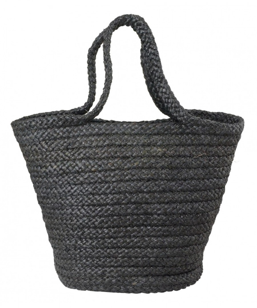 Γυναικεία τσάντα θαλλάσης Raffia Crochet Μαύρο