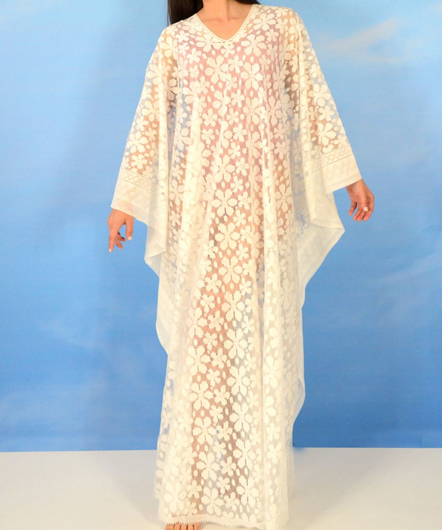 Διχτυωτό Τουνίκ Φόρεμα Maxi, Λευκό