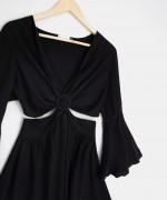 Φόρεμα Mini Cut-Out με Κρίκο, Μαύρο