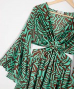 Φόρεμα Mini Cut-Out με Κρίκο, Green Zebra