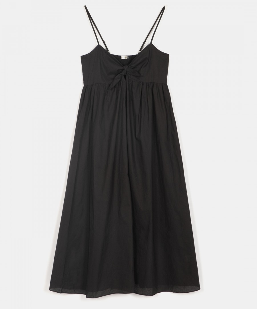 Φόρεμα Maxi με Φιόγκο στο Στήθος, Μαύρο
