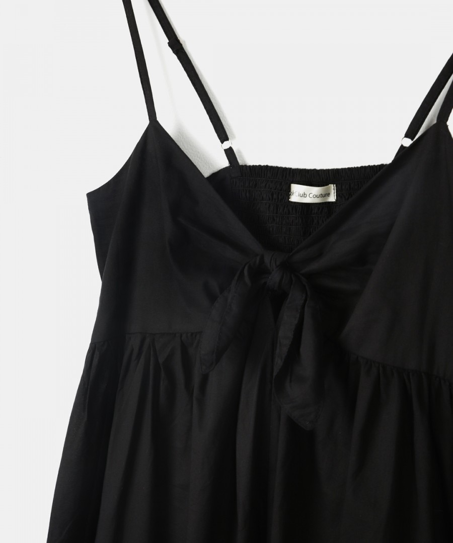 Φόρεμα Maxi με Φιόγκο στο Στήθος, Μαύρο