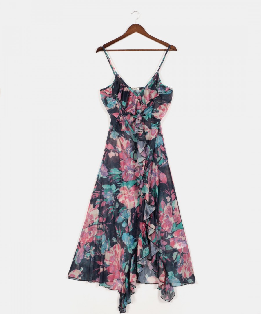 Φόρεμα Παραλίας με Διαφάνεια & Βολάν, σχέδιο Floral
