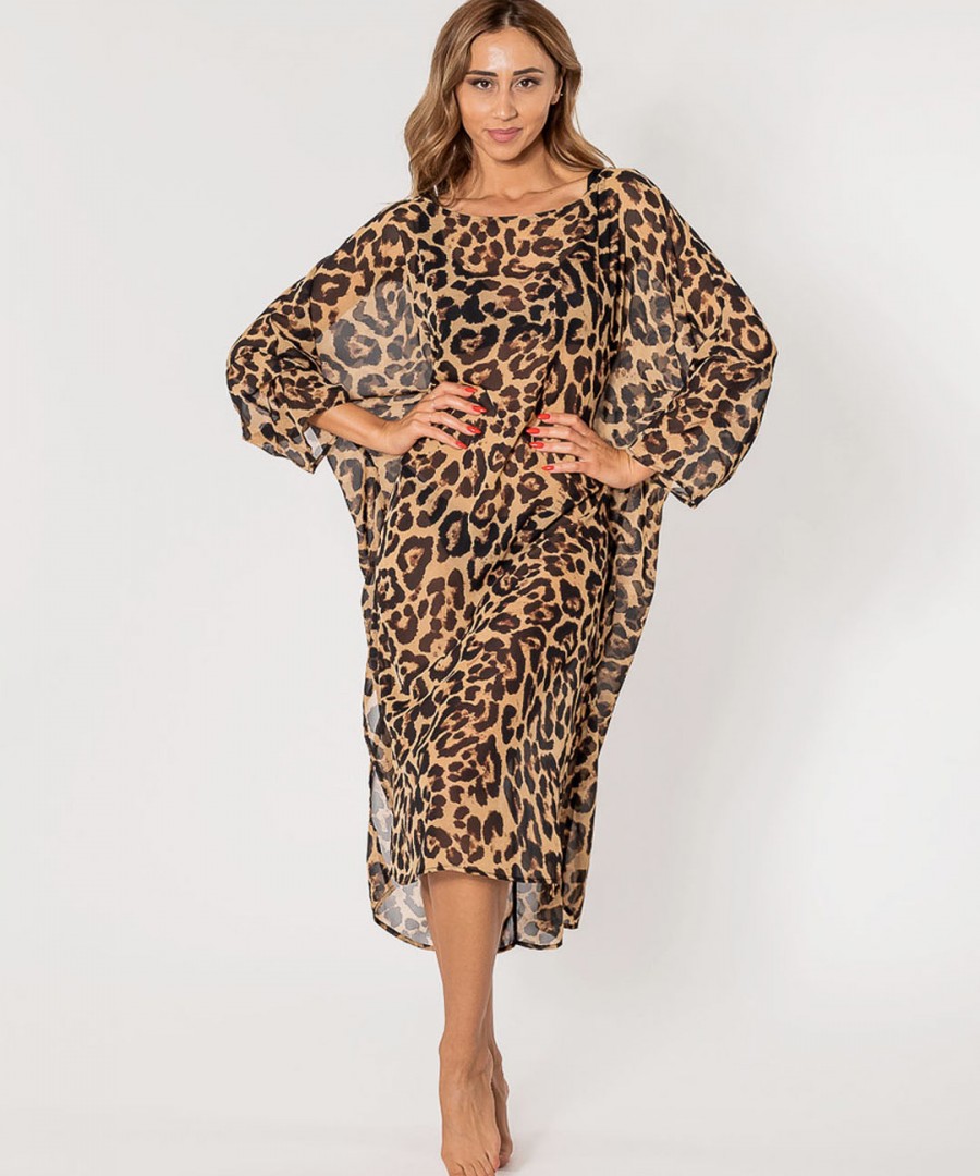 Φόρεμα τουνίκ με διαφάνεια, Leopard