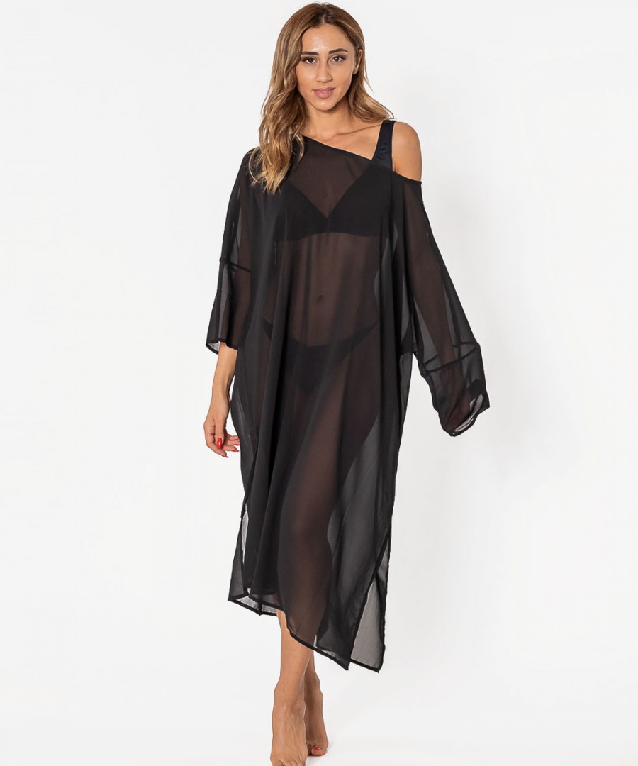 Φόρεμα τουνίκ με διαφάνεια, Μαύρο