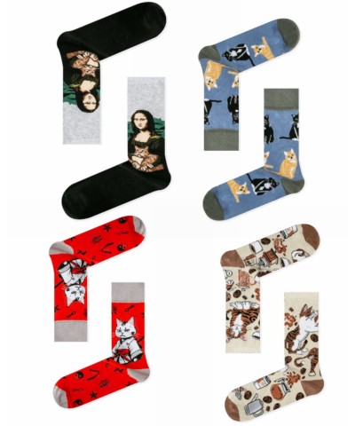 Κάλτσες 4άδα βαμβακερές με σχέδια Γάτες