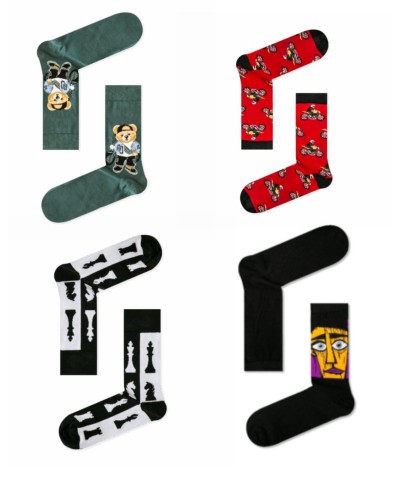 Κάλτσες 4άδα βαμβακερές με σχέδια  Κάλτσες 4άδα βαμβακερές με σχέδια