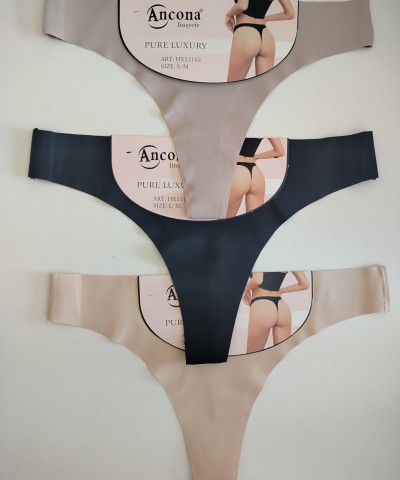 Στρινγκ 3άδα εσώρουχα χωρίς ραφές ANCONA Μαύρο/Μπεζ