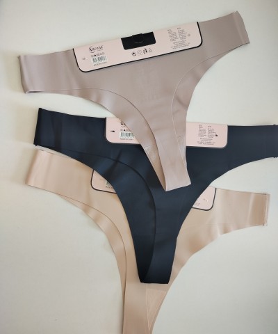 Στρινγκ 3άδα εσώρουχα χωρίς ραφές ANCONA Μαύρο/Μπεζ
