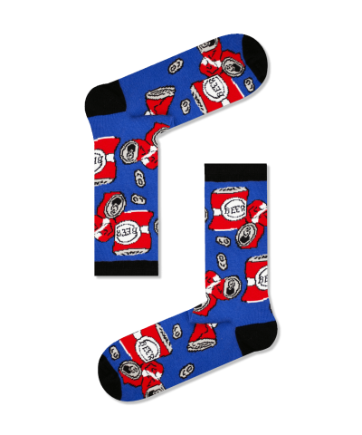 Βαμβακερές κάλτσες με σχέδιο Beer Can Μπλε/Κόκκινο