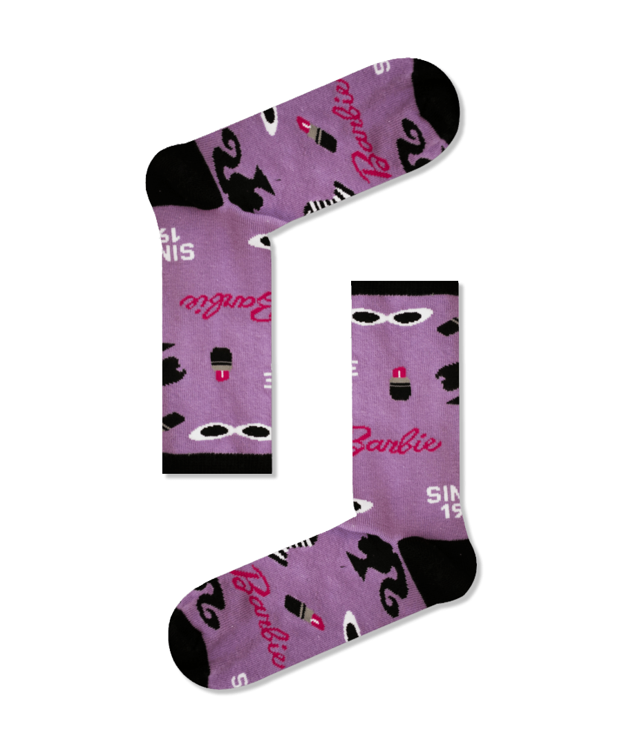 Βαμβακερές κάλτσες με σχέδια Barbie Μωβ