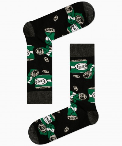 Βαμβακερές κάλτσες μπύρα Μαύρο/Πράσινο