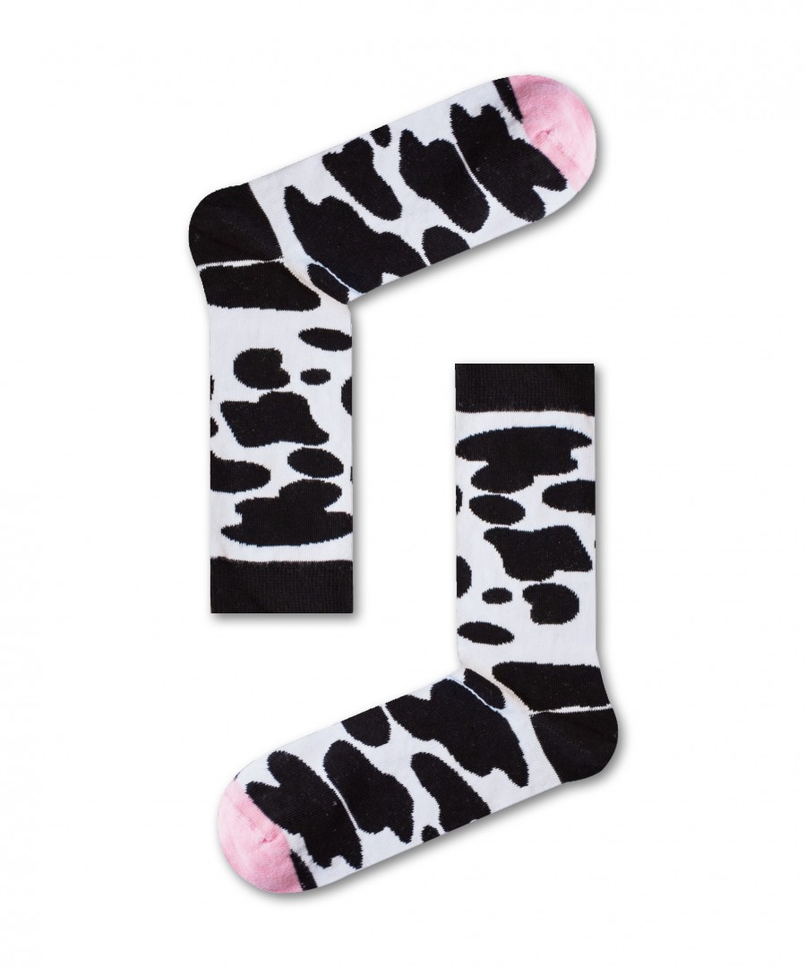 Βαμβακερές κάλτσες με σχέδιο Αγελάδα Άσπρο/Μαύρο