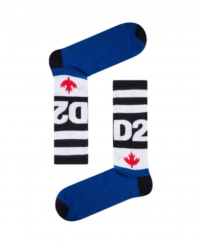 Βαμβακερές κάλτσες ανδρικές με σχέδια D2 Μπλε