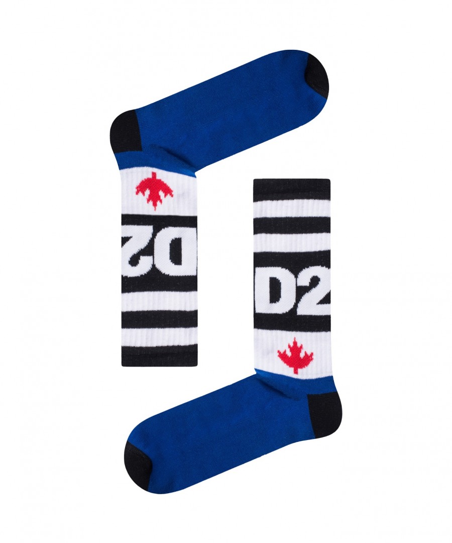 Βαμβακερές κάλτσες ανδρικές με σχέδια D2 Μπλε