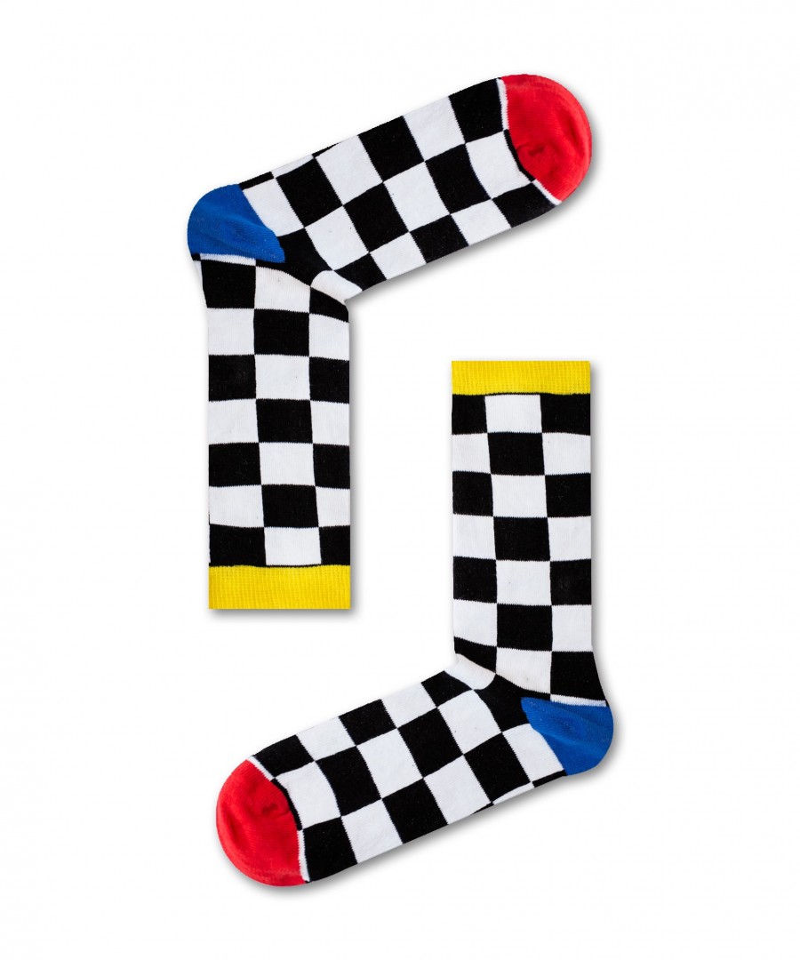 Βαμβακερές κάλτσες με σχέδιο Σκακιέρα Άσπρο/Μαύρο