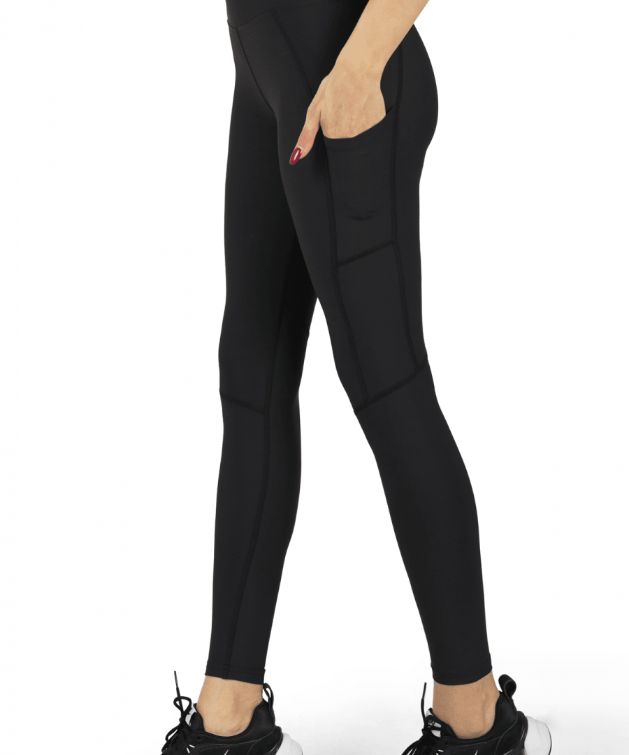 Γυναικείο ψηλόμεσο αθλητικό κολάν με τσέπη, Μαύρο