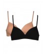 Σουτιέν 2 τεμάχια Μπεζ/Μαύρο βαμβακερά χωρίς μπανέλα