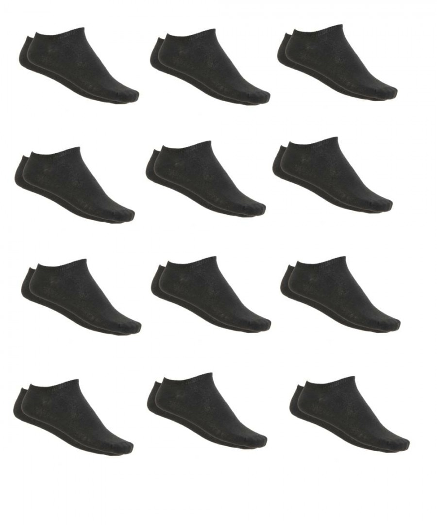 Βαμβακερές κάλτσες σοσόνια 12 ζευγάρια, Μαύρο