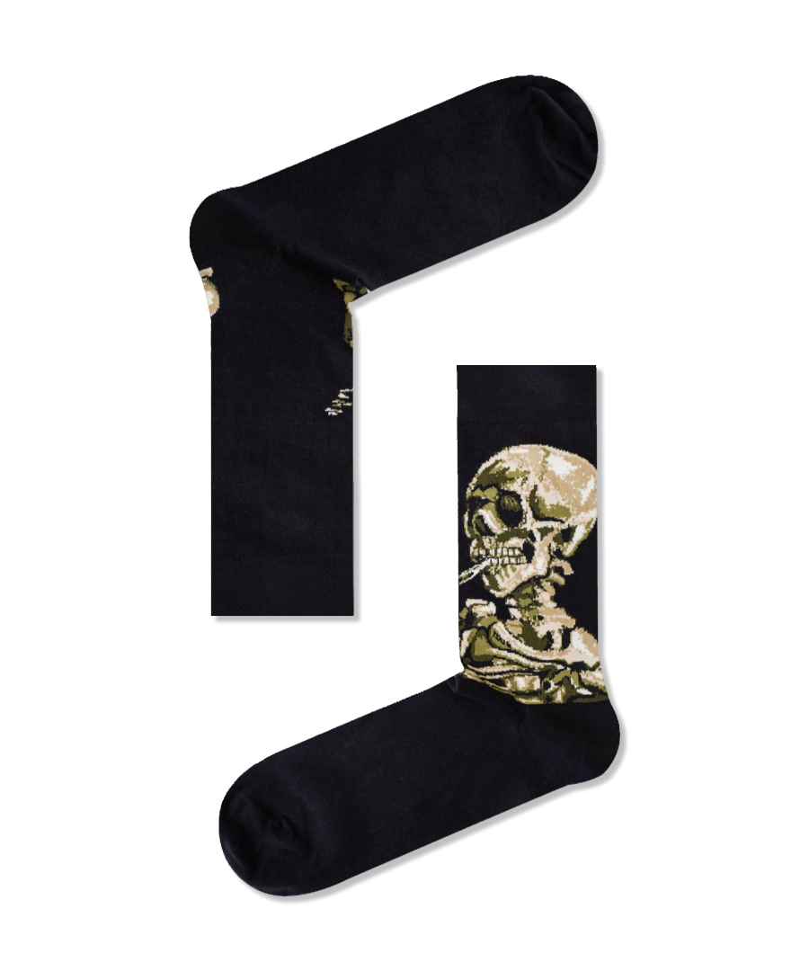 Βαμβακερές ανδρικές κάλτσες μαύρες Skull