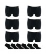Uomo And Socks 714 Ανδρικά Μποξεράκια Total Black 6Pack
