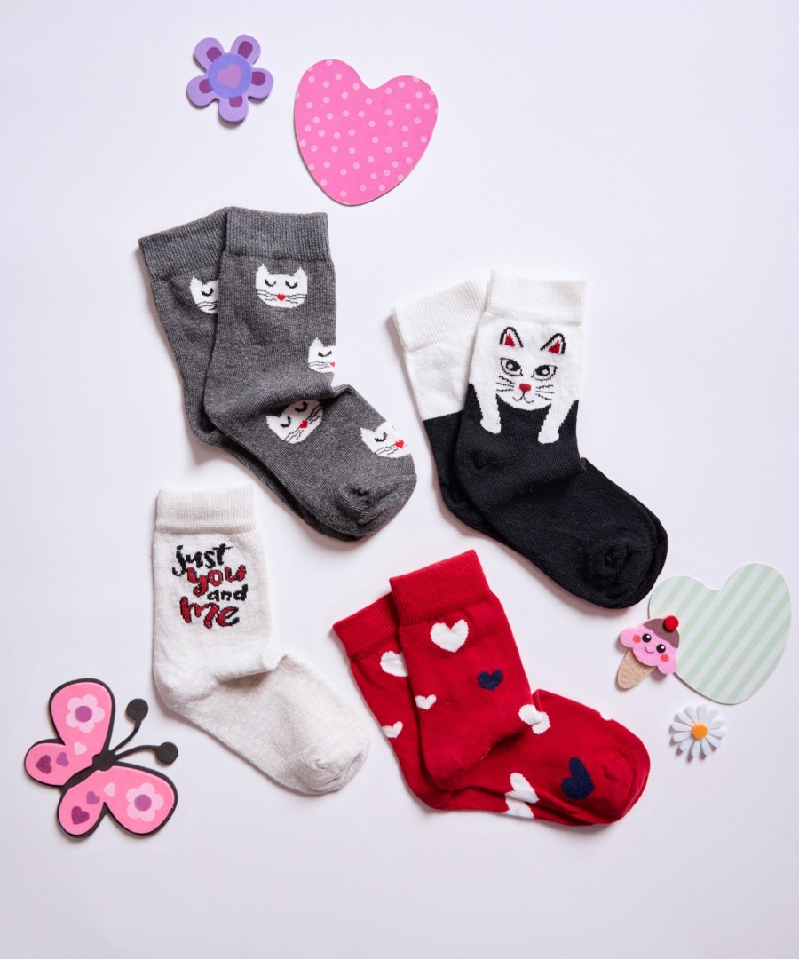 Παιδικές κάλτσες set Cat Πολύχρωμες 4άδα