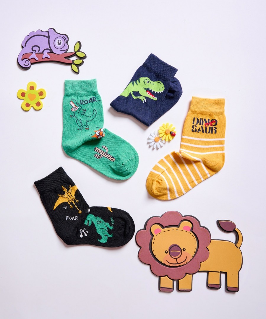 Παιδικές κάλτσες 4αδα Dinosaur Πολύχρωμες