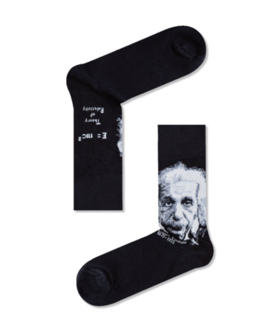 Βαμβακερές ανδρικές και γυναικείες  κάλτσες μαύρες Albert Einstein