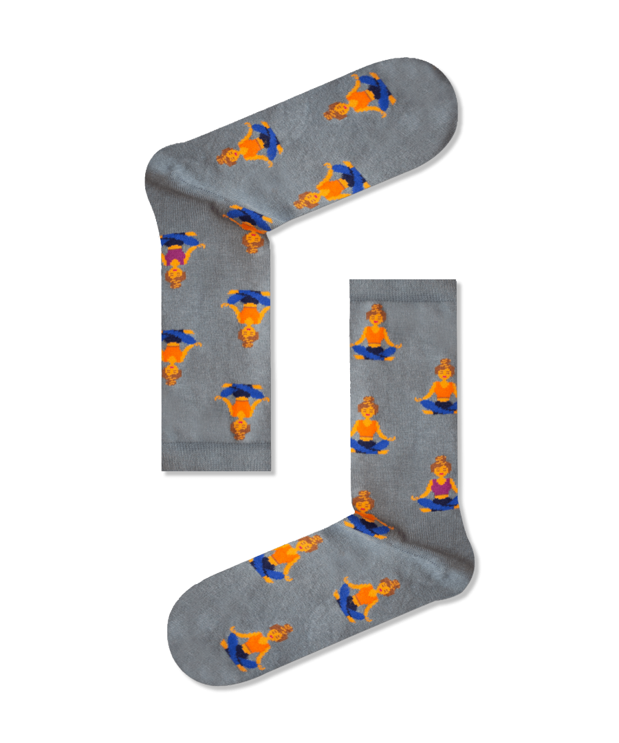 Βαμβακερές κάλτσες με σχέδια Διαλογισμός Γκρι