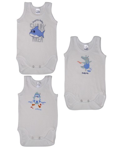 Pretty Baby Σετ Βρεφικό Εσώρουχο Αμάνικο με τυχαία επιλογή 3τμχ 