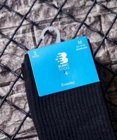 Αθλητικές Κάλτσες Μαύρες λεπτές βαμβακολύκρα (3 Ζεύγη)