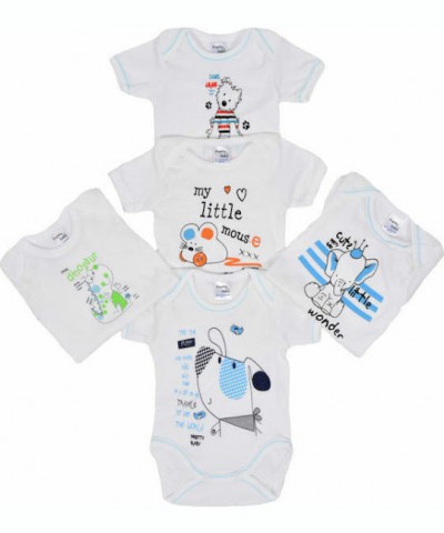 Βρεφικά κορμάκια Pretty Baby τυχαίας επιλογής (5 Pack) Μπλε - Λευκό Βρεφικά κορμάκια Pretty Baby τυχαίας επιλογής (5 Pack) Μπλε - Λευκό