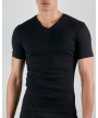 Φανέλα κοντομάνικη με λαιμόκοψη V, Μαύρο