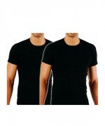 Ανδρικό T/Shirt APPLE με λαιμόκοψη 2αδα, Μαύρο, 100% βαμβακερό