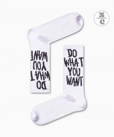 Βαμβακερές κάλτσες  σχέδια want λευκό