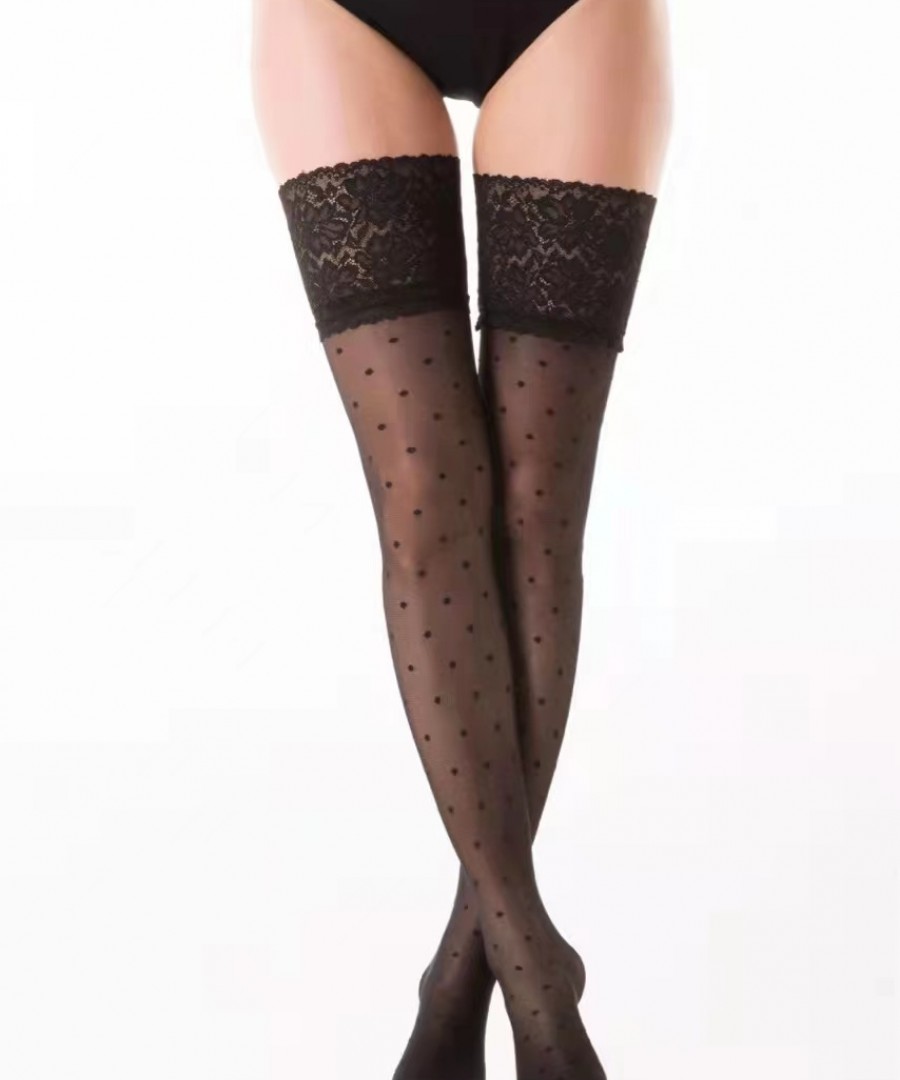 Gigi γυναικεία μαύρη κάλτσα  με σχέδιο πουά 40den