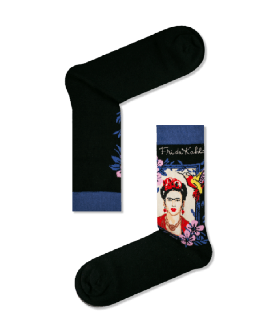 Γυναικείες κάλτσες με σχέδιο Frida Kahlo with Bird Μαύρες