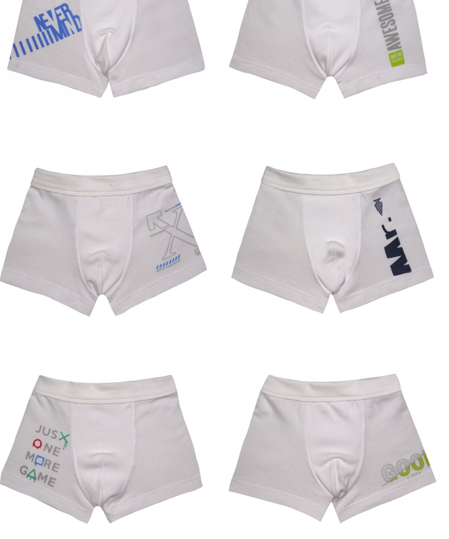 Παιδικά boxers λευκό, 6 τεμαχίων, 100% βαμβακερό