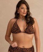 Μαγιό Τρίγωνο Plus Size Leo Καφέ/Μαύρο 