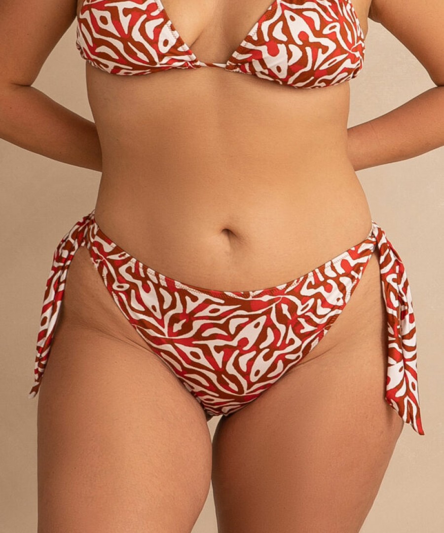 Μαγιό Σλιπ Δετό Plus Size Corals Κόκκινο/Καφέ/Λευκό 