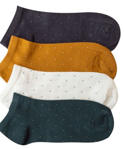 Γυναικείες κάλτσες σοσόνια βαμβακερές, με κέντημα Πουά, 4 ζευγάρια