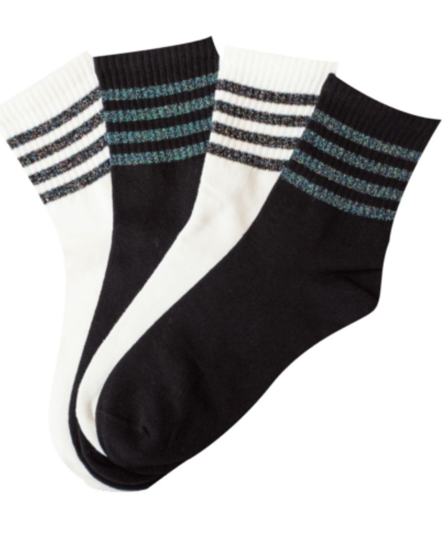 Κάλτσες βαμβακερές με Ρίγες σε χρωματισμούς  Άσπρο/Μαύρο ,4 ζευγάρια