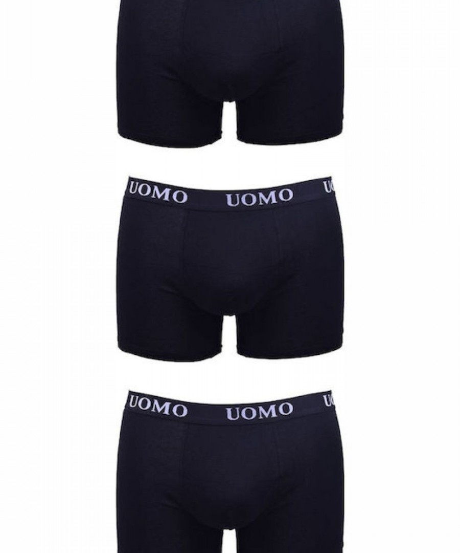 Uomo 1012 Ανδρικά Μποξεράκια Total Black 3Pack Uomo 1012 Ανδρικά Μποξεράκια Total Black 3Pack