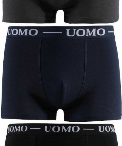 Uomo 3P0912 Ανδρικά Μποξεράκια Μαύρο / Γκρι / Μπλε 3άδα Uomo 3P0912 Ανδρικά Μποξεράκια Μαύρο / Γκρι / Μπλε 3άδα