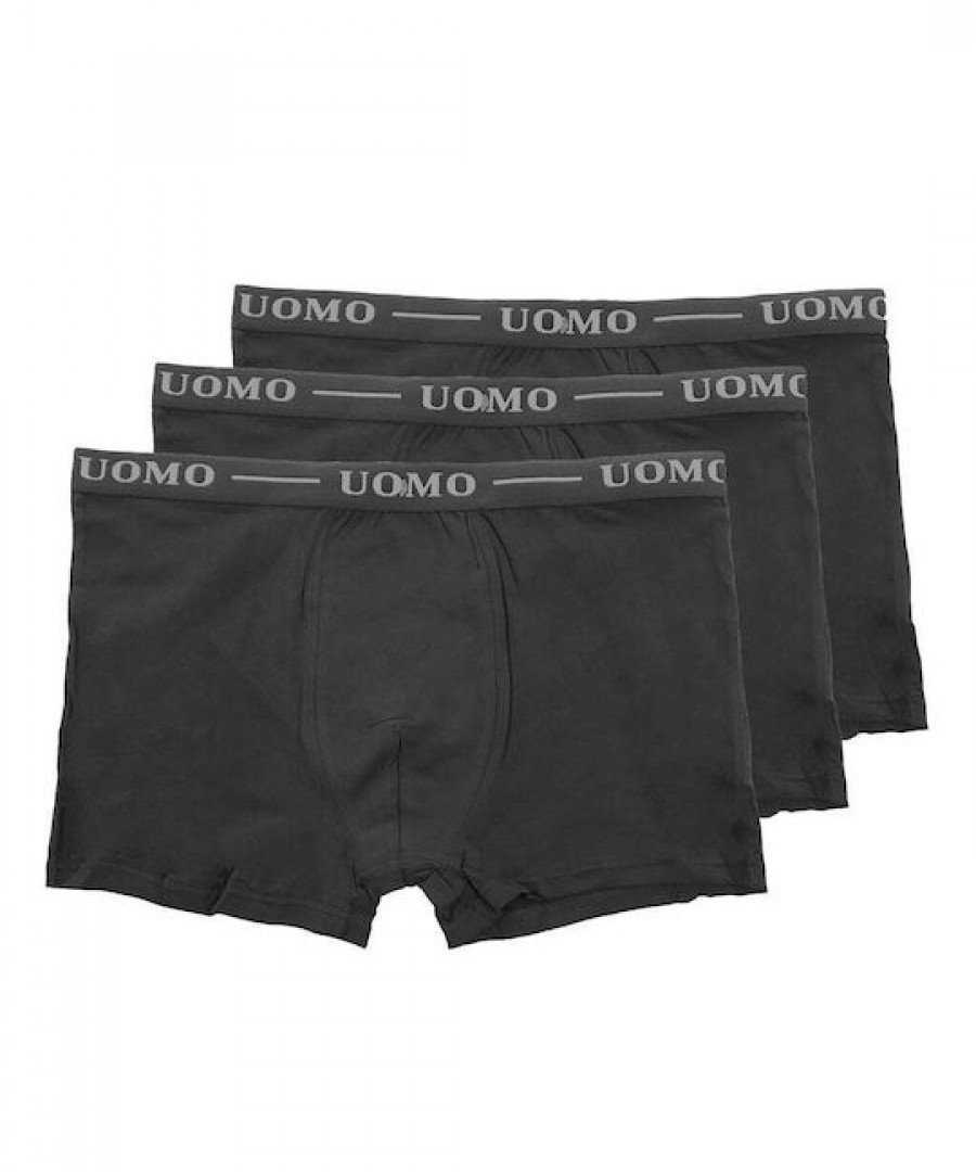 Uomo Ανδρικά Μποξεράκια 3Pack μαύρο Uomo Ανδρικά Μποξεράκια 3Pack μαύρο