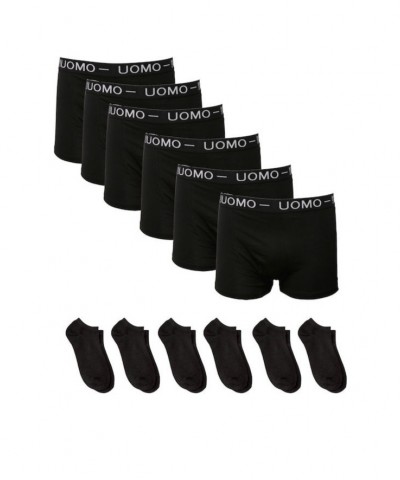 Uomo Ανδρικά Μποξεράκια Μαύρα 6Pack + 6 ζευγάρια κάλτσες 41/46 Uomo Ανδρικά Μποξεράκια Μαύρα 6Pack + 6 ζευγάρια κάλτσες 41/46