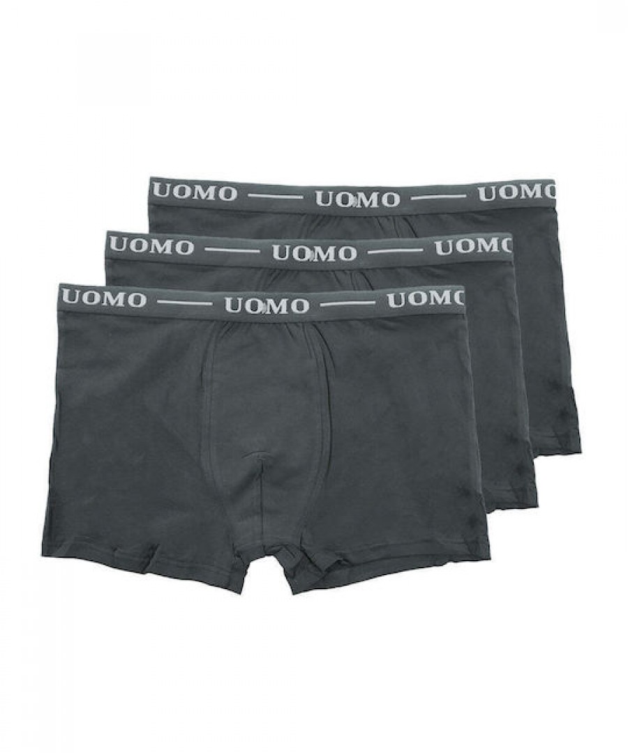 Uomo Ανδρικά Μποξεράκια 3Pack Γκρι Uomo Ανδρικά Μποξεράκια 3Pack Γκρι