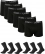 Άνδρικά βαμβακερά εσώρουχα μπόξερ μαύρα UOMO και Μαύρες βαμβακερές κάλτσες πετσετέ 6 τεμάχια